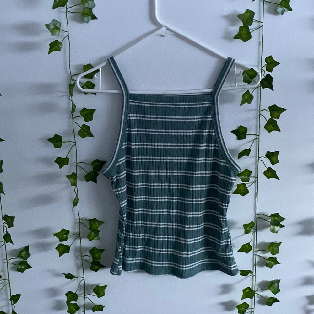 Striped square neck halter top tank
